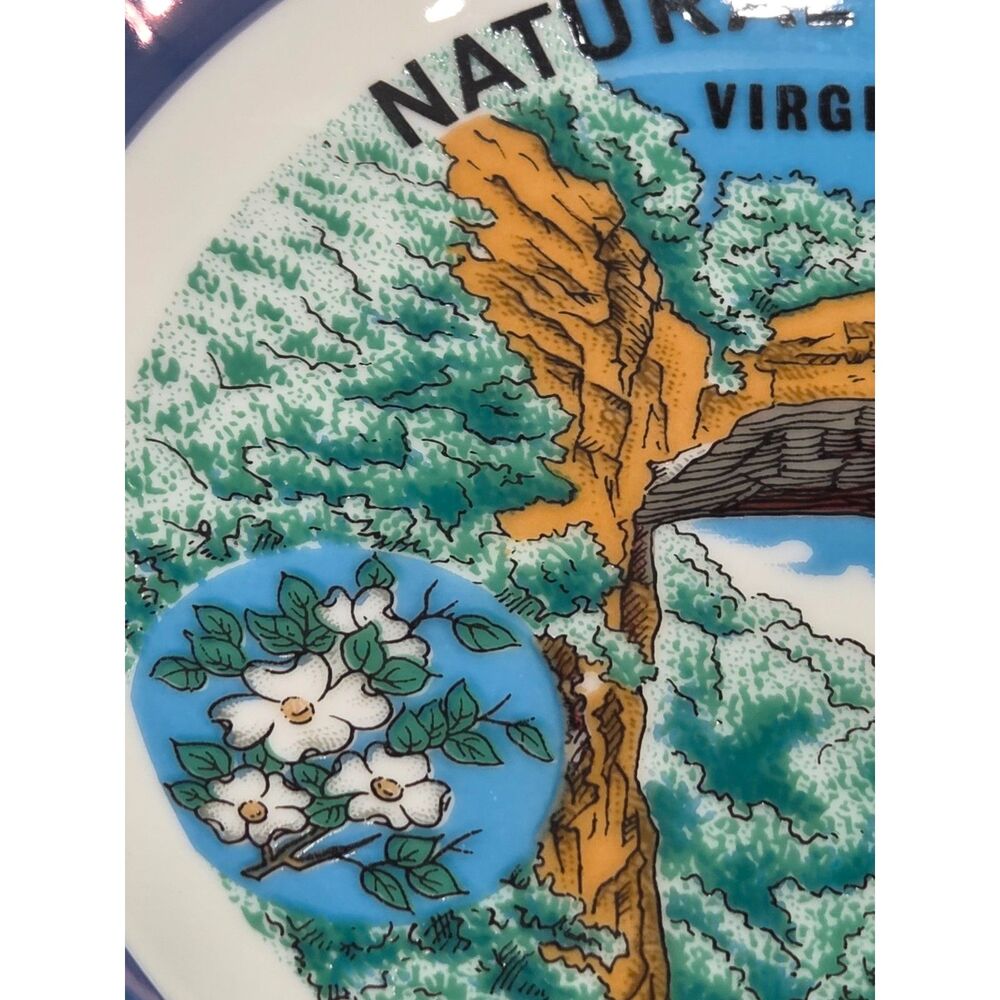 Vintage Natural Bridge Virginia Souvenir Porcelain Cigar Ashtray 7.25"